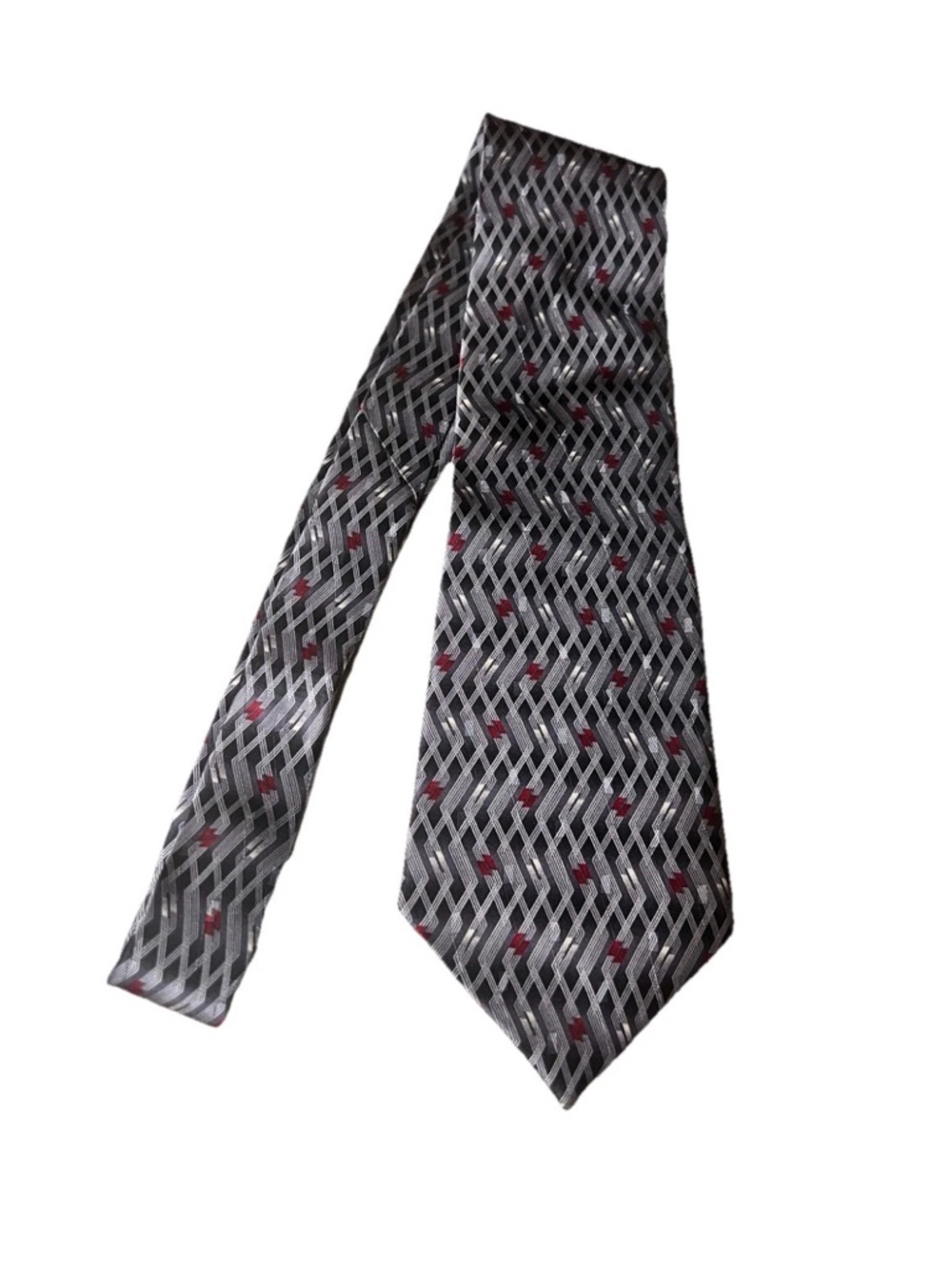 Pierre Cardin Men's Neck Tie 100% Silk Red, Black, Silver 55 L X 4 W